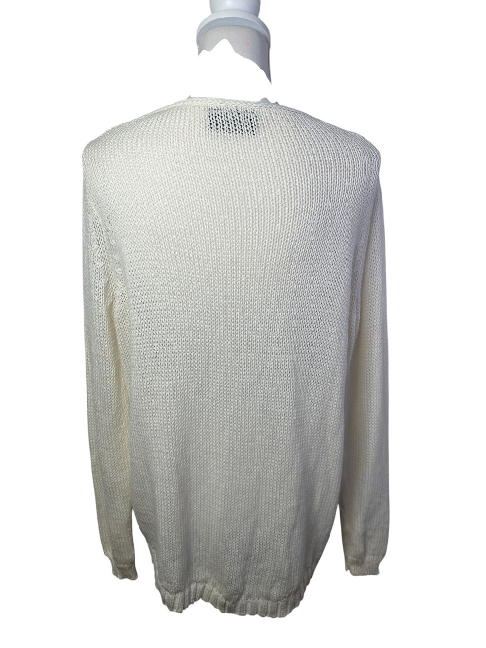 Wooden Ships Paula Buendia Ivory Pink Heart Knit V-Neck Sweater S/M Cozy Oversiz - Picture 3 of 9